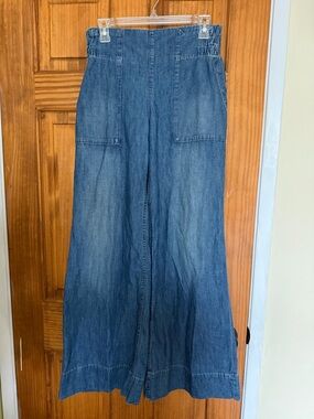 We The Free High-Waist Wide-Leg Denim Jeans in Blue